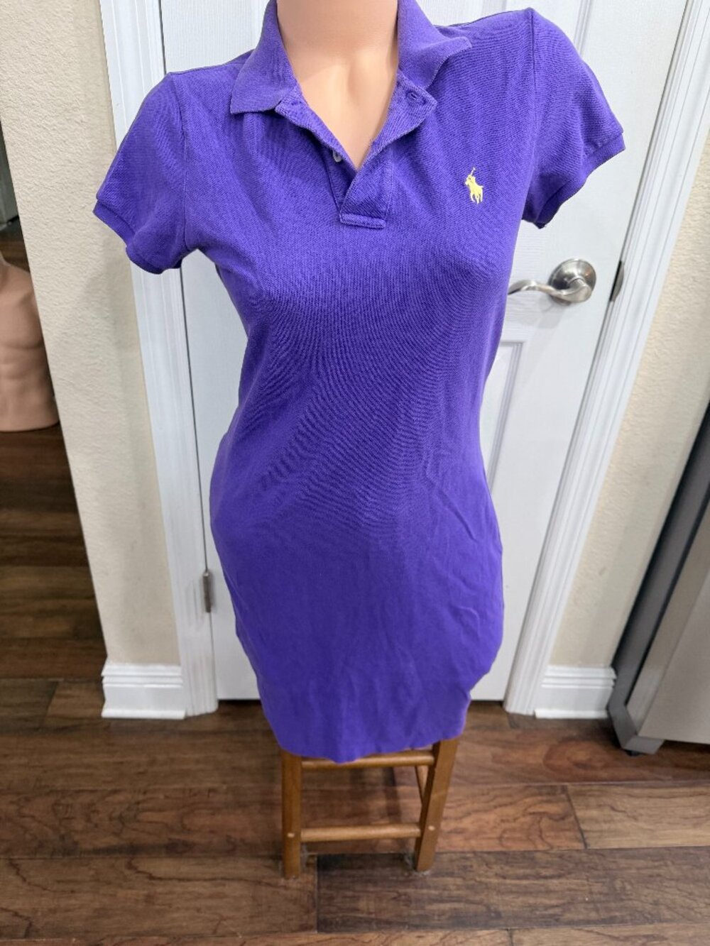 Ralph Lauren Purple Polo Dress M Yellow Pony 100% Cotton Preppy Mini